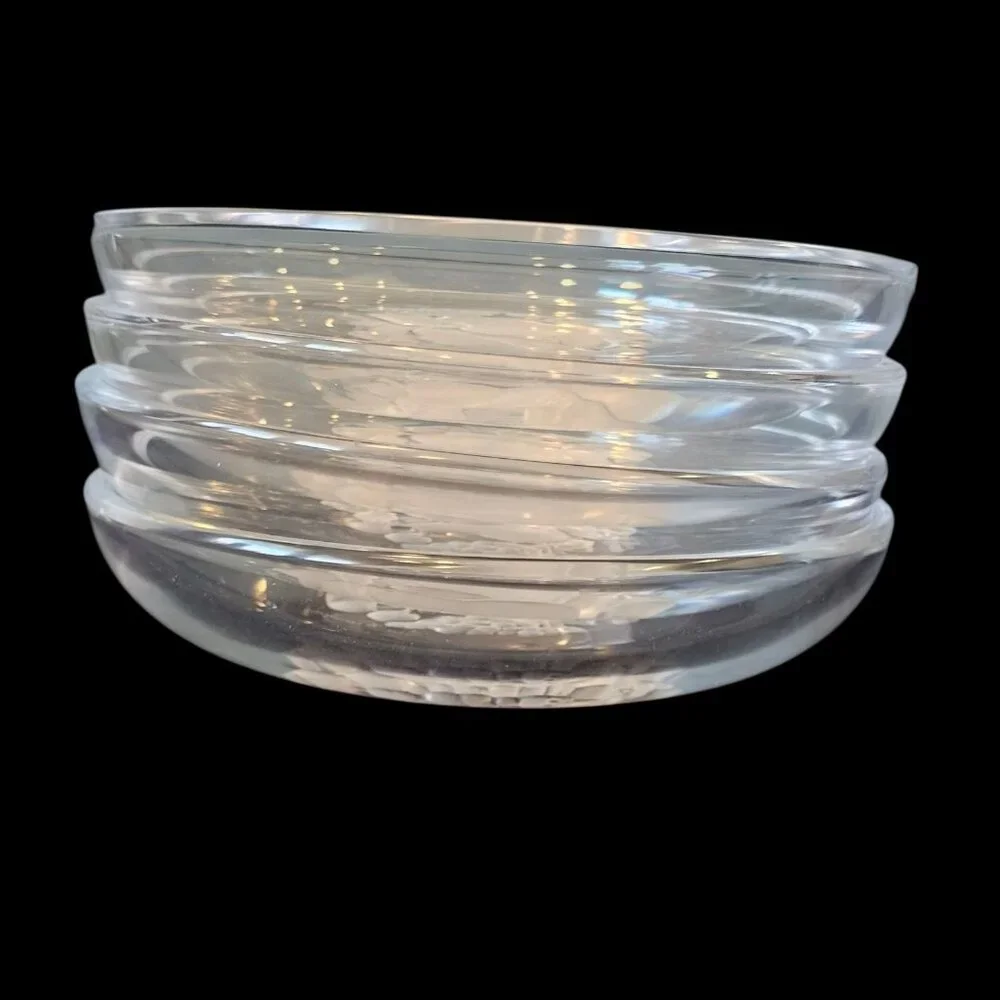 Set Val St Lambert Crystal BRUSSELS INTAGLIO Shallow Fruit Bowls Few Flea Bites‎
